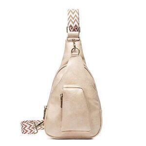 Ladies Western Boho Beige Leather Sling Bag Purse Adjustable Strap Brand New